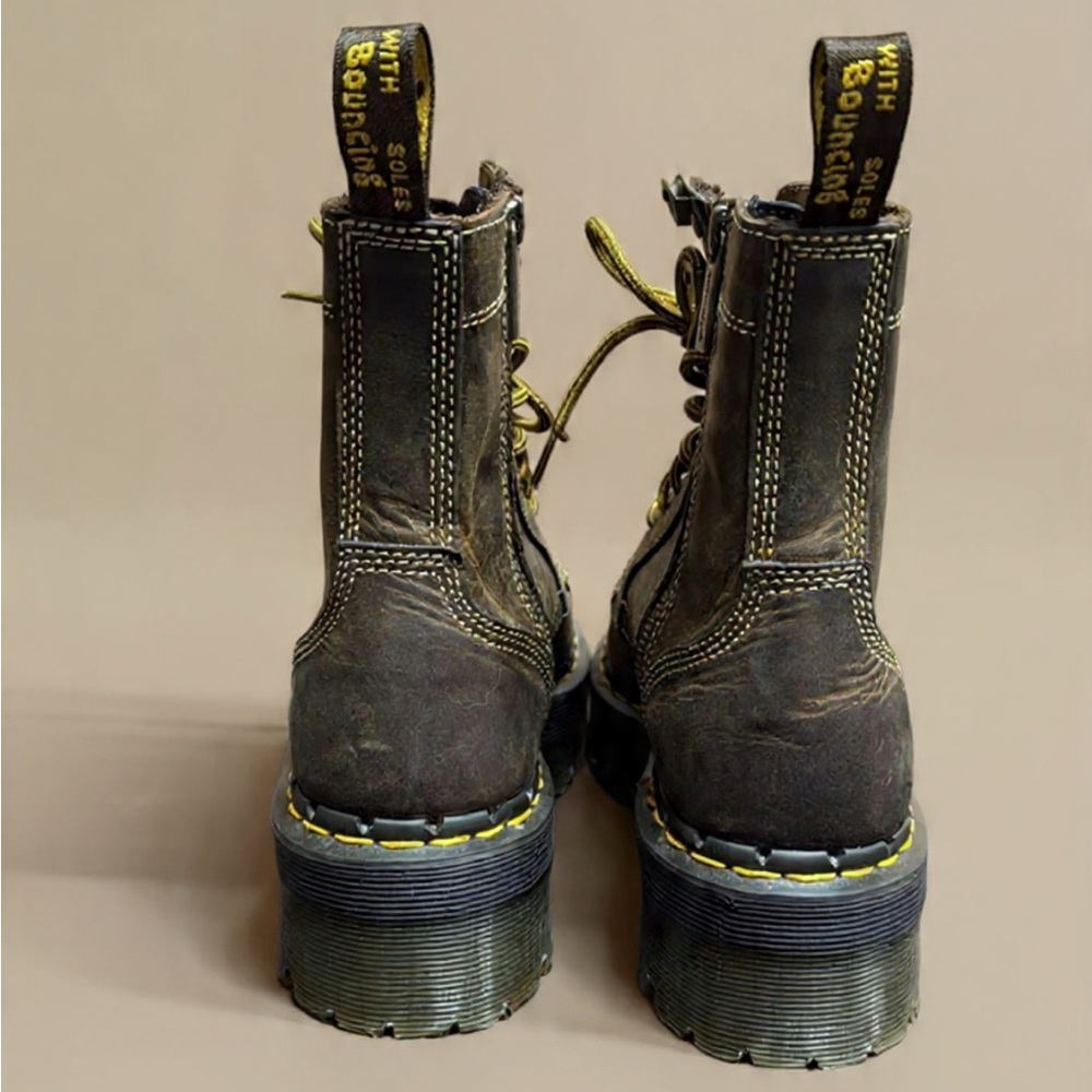 Jadon Arc Crazy Horse Women’s Leather Lace-Up Platform Boots - Picture 3 of 5